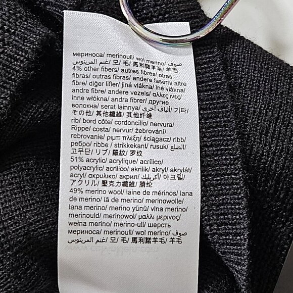 Calvin Klein Sweater Men L Gray Black Crewneck LS Italian Yarn Wool Blend Casual - Picture 13 of 15